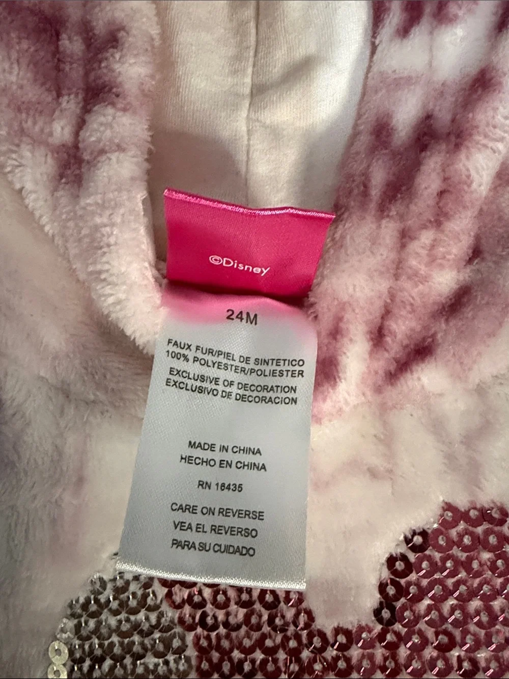 Disney Girls' Pink  Minnie Ear Hooded Pullover